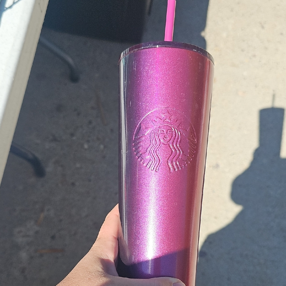 Starbucks Metallic Pink Tumbler with Straw